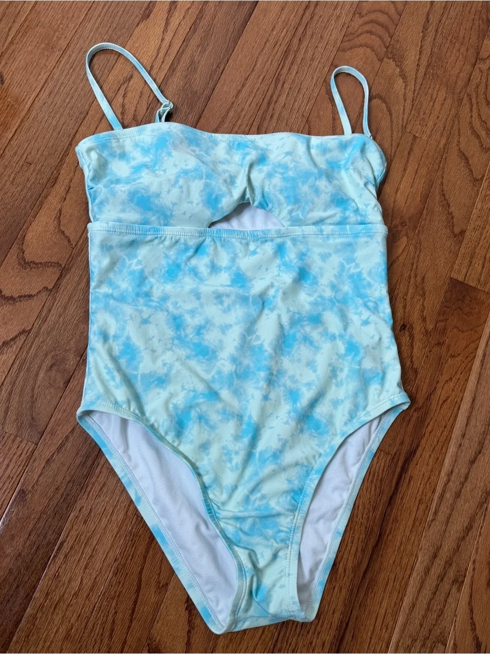 Vicious Young Babes Tie-Dye Front Cutout One-Piece Swimsuit Blue White Size M